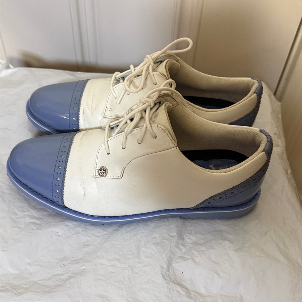 G/FORE Womens Cap Toe Gallivanter Golf Shoes - Snow/Vista Blue Size 8.5 - Picture 5 of 10